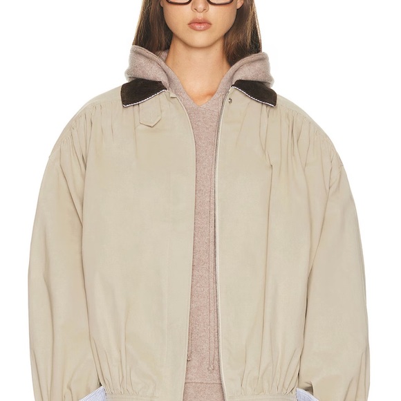 Helsa Jackets & Blazers - HELSA Shirred Bomber Jacket With Corduroy Collar